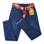 Jeans Color Azul con Cinturón Rojo