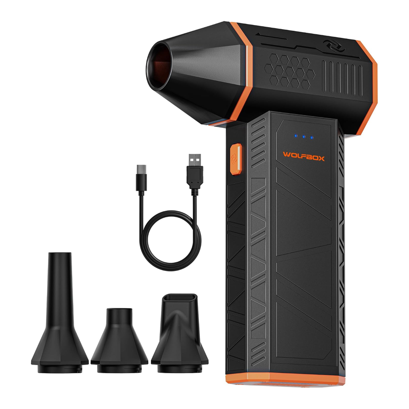 WOLFBOX MegaFlow 50 Compressed Air Duster, 110,000 RPM, 3-Gear Adjustable